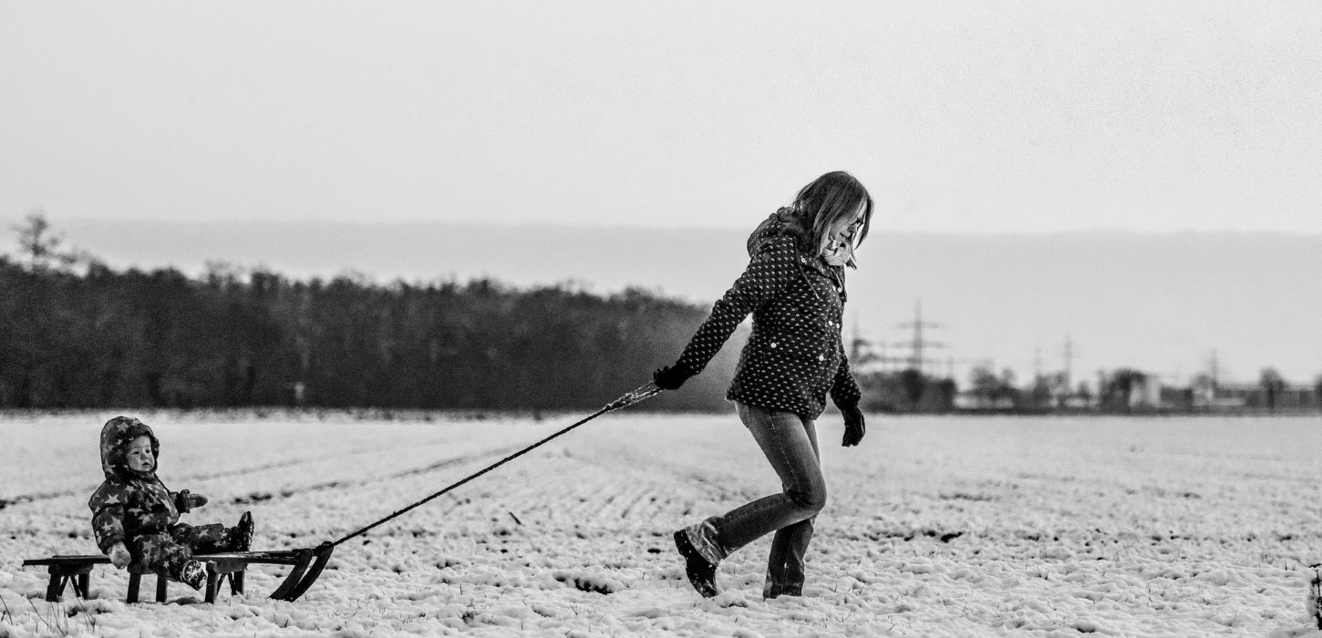 snelandskab mor med barn